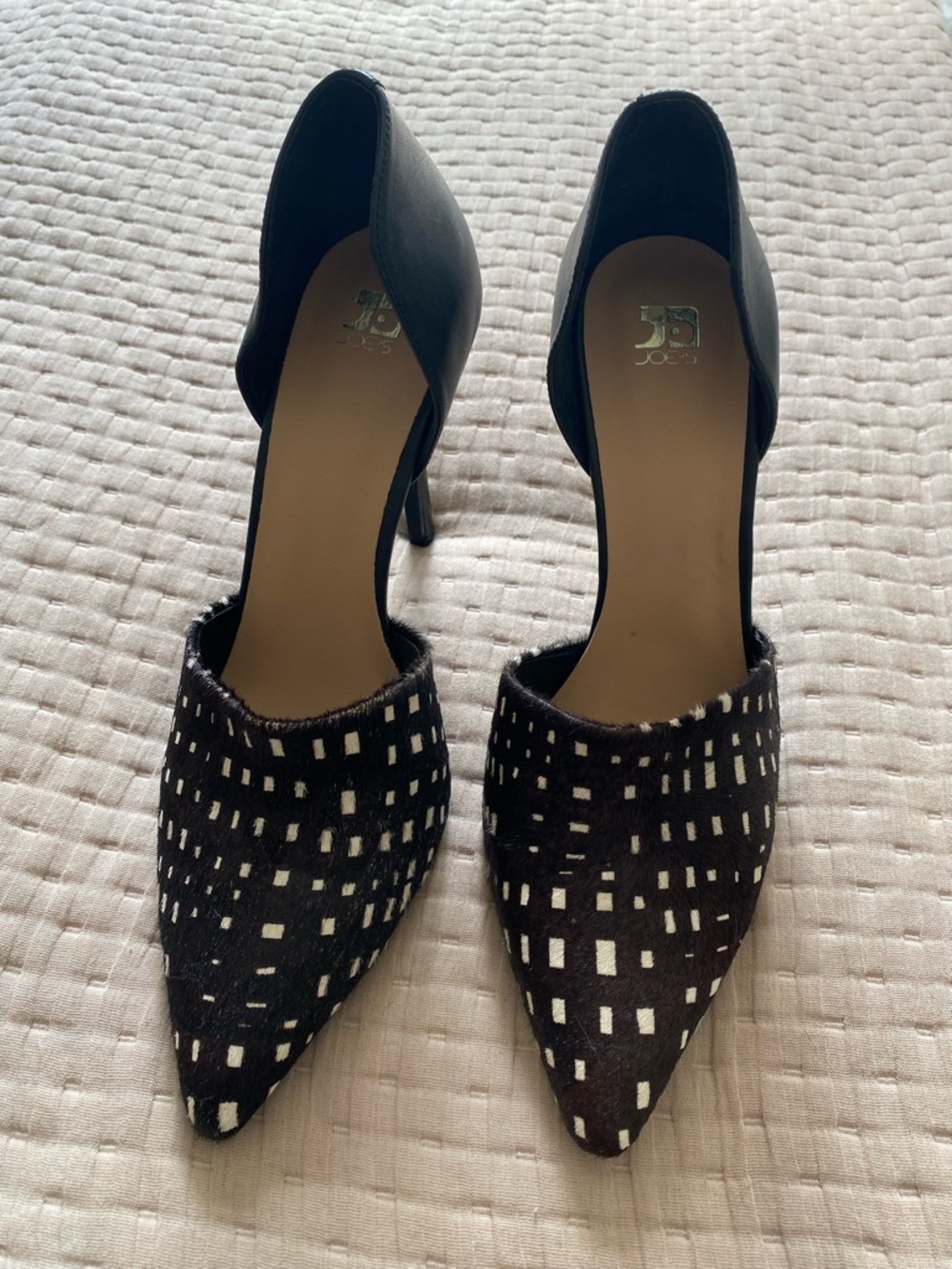 Joe's Jeans Black and White Patterned D'Orsay Pointed Toe Heels